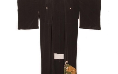Japanese 1940s vintage handwoven silk crepe formal
