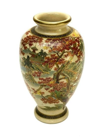 Japanese Satsuma Hand Painted Porcelain Vase