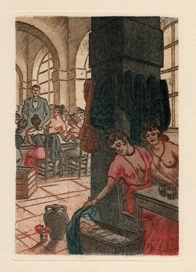 Jean Virolle 1930 Color Engraving "Sweet Dreams" Limited Framed