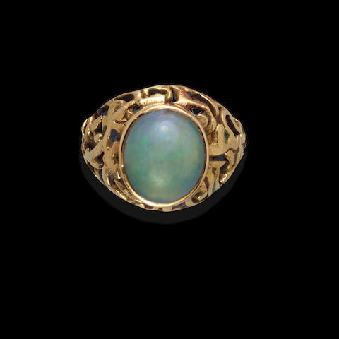 Jelly Opal Doublet Cabochon Ring