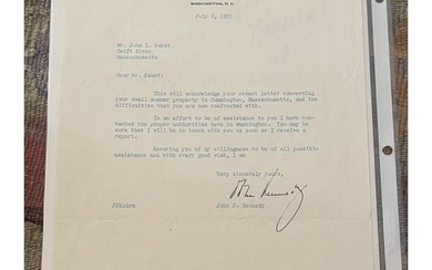 John F Kennedy Signed Letter Dated 7/6/1995 (JSA LOA)