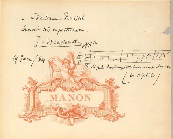 Jules MASSENET. P.A.S. musicale, 19 janvier 1884 ;...