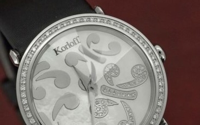 Korloff - Diamond 0.41 Carat Mother of Pearl Satin/ Leather strap Swiss Made- "NO RESERVE PRICE" LGD3STN - Women - BRAND NEW