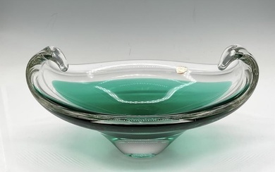 Kosta Boda Art Glass Bowl, Green Wave