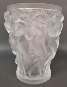 Lalique "Bacchantes" Crystal Vase, Marked