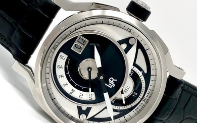L&JR - Day and Date Black and White Dial with Black Strap Swiss Made - S1303 - Men - Brand New