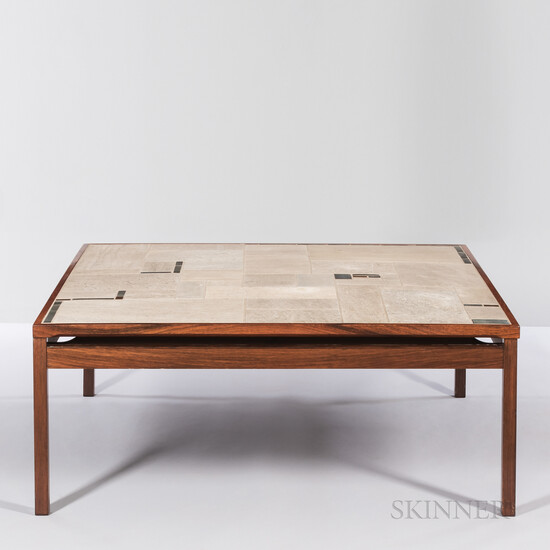 Large Danish Rosewood and Tile Coffee Table