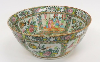 Large Rose Medallion punch bowl, 19th century.