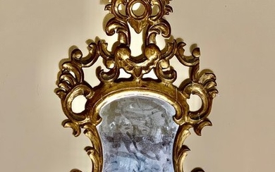 Large golden mirror of 96 cm. - Rococo Style - Wood, Gold bread - 19th century
