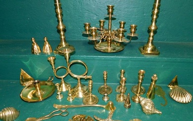Lot Brass Candlesticks