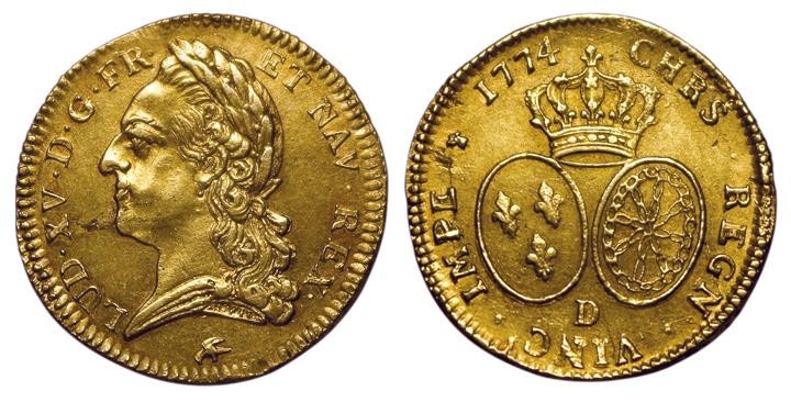 Louis XV. Double Louis d'or à la vieille tête 1774…