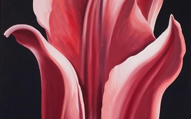 Lowell Nesbitt (American 1933-1993), Dark Red Tulip, Oil on canvas, 40 x 30 in (101.6 x 76.2 cm)