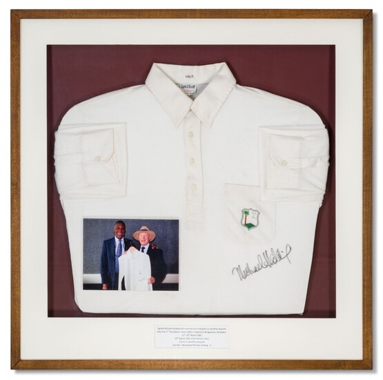 MICHAEL HOLDING'S FRAMED SHIRT, BY LYLE & SCOTT, WORN DURING THE FAMOUS OVER