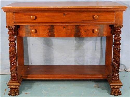 Mahogany acanthus carved server with claw feet