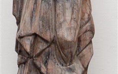 (-), Maria met kind, gestoken notenhouten sculptuur op...