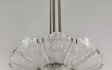 Marius Sabino French art deco chandelier - Chandelier - Glass, nickel plated solid brass and bronze