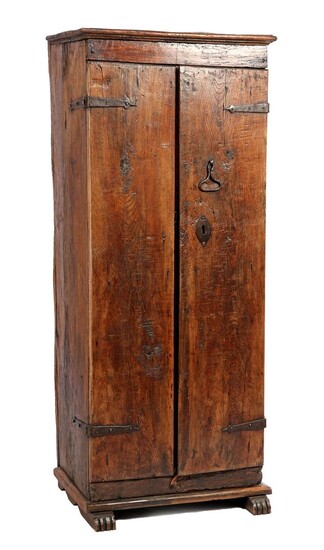 (-), Solid oak cabinet with wrought iron connections,...