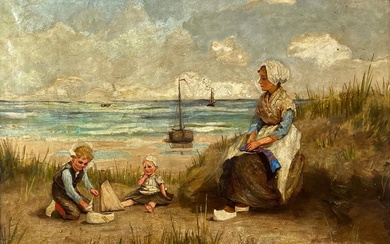 Mathew Van Salk (1864-1938) - Figures on the beach