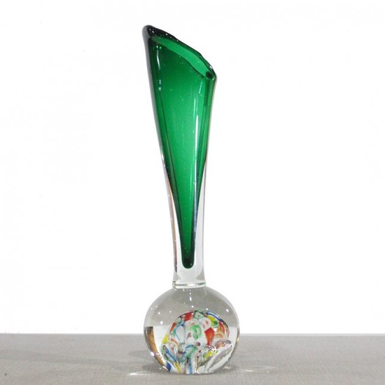 Mid-Century Italian Art Glass Paperweight Base Vase