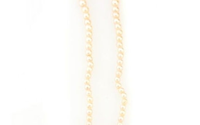 Mikimoto Cultured Pearl, Silver Necklace.
