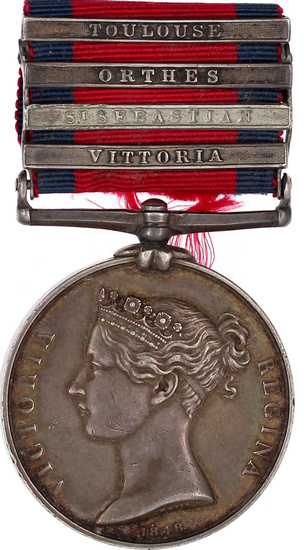 Military General Service Medal am Band 1848 mit Gefechtsspangen Toulouse,...