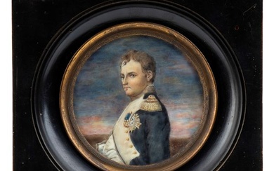 Miniatura con cornice in legno e ritratto di Napoleone, Inizi del XIX secolo