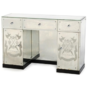 Mirrored Kneehole Desk with Morse Arms