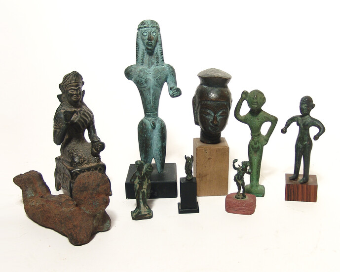 Mixed group of 9 bronze ancient-style replica figures