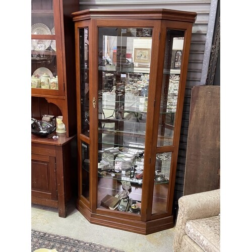 Modern canted side display cabinet with light, approx 183cm ...