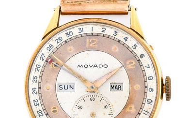 Movado: An 18 Carat Gold Triple Calendar Wristwatch, signed Movado,...