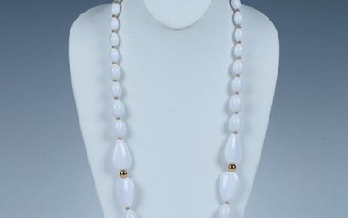 Napier Chunky White and Gold Metal Bead Necklace