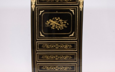 Napoleon III black lacquered wooden secretaire with gilt bronze fittings