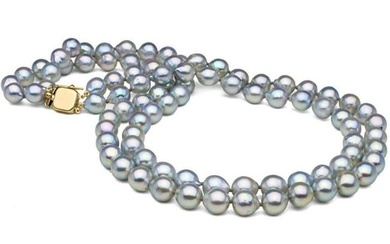 Natural-Color Baroque Blue Akoya Double-Strand Pearl Necklace