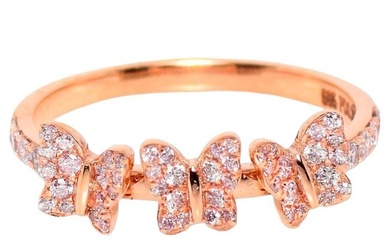 No Reserve Price - 14 kt. Pink gold - Ring - 0.38 ct Diamond - IGI Certified