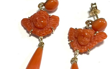 No Reserve Price - Earrings Rose gold Coral
