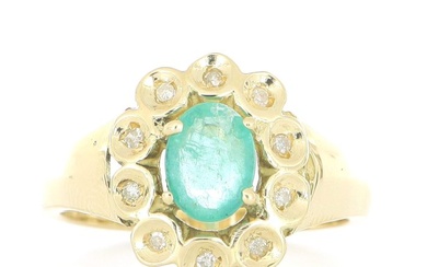 No Reserve Price - Ring - 18 kt. Yellow gold - 1.00 tw. Emerald - Diamond