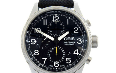 ORIS - a stainless steel Big Crown Pro Pilot chronograph wrist watch, 44mm.