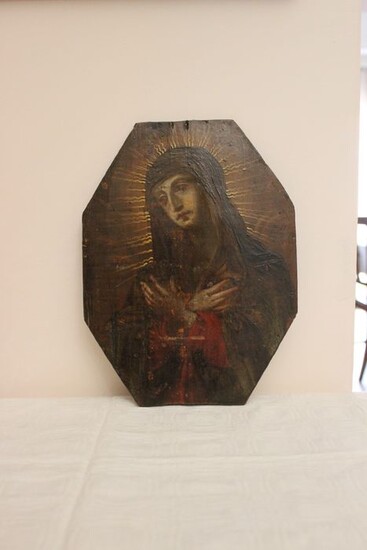 Oil on Wood Representing the Madonna Annunciata - Baroque - Oil on Wood - 17th century