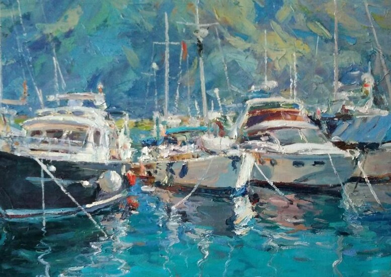 Oil painting Morning dock Alexander Nikolaevich