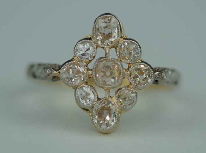 Old Cut Diamond Marquise - 18 kt. Yellow gold - Ring