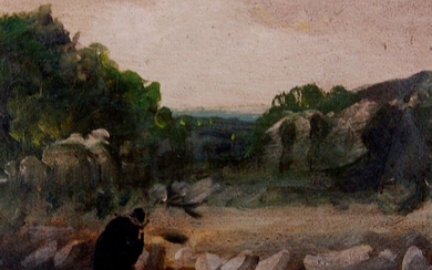 PIETRO ANNIGONI, Paesaggio con eremita, 1968