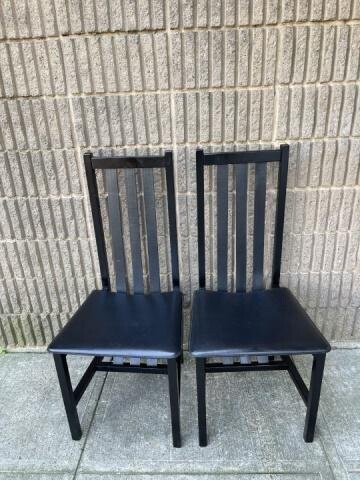 Pair Mid Century Modern Slat Back Side Chairs