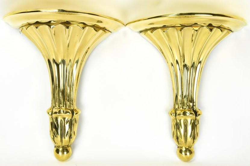 Pair Neoclassical Style Gilt Brass Wall Brackets