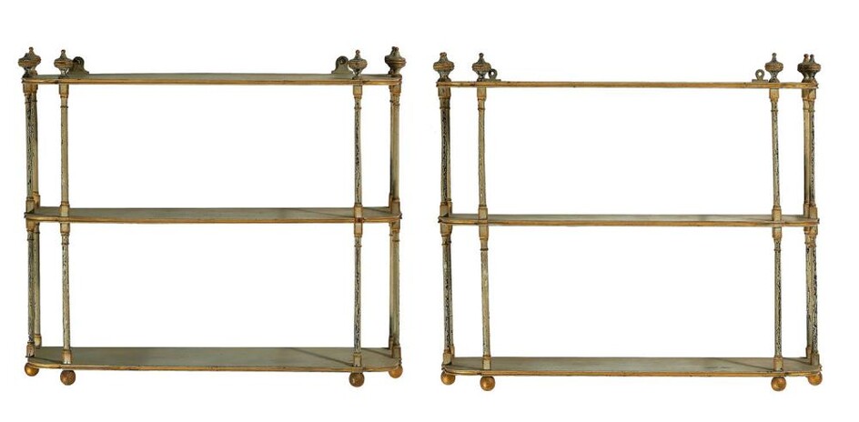 *Pair Regency mahogany hanging shelves (2pcs)
