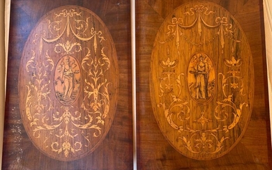 Pair inlaid panels (2) - Wood - 19th century