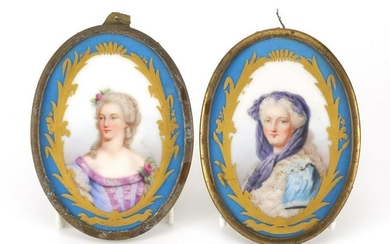 Pair of 19th century Sevres portrait panels, hand