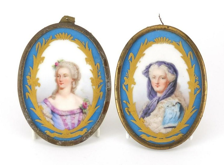 Pair of 19th century Sevres portrait panels, hand