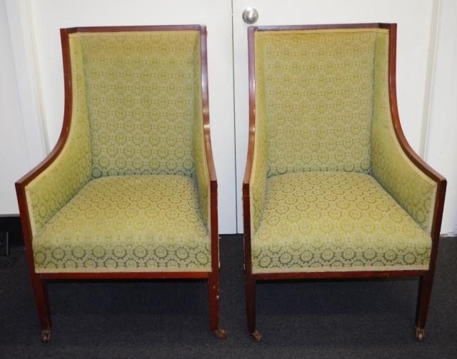 Pair of Biedermeier style lounge armchairs 61cm wide, 97cm h...