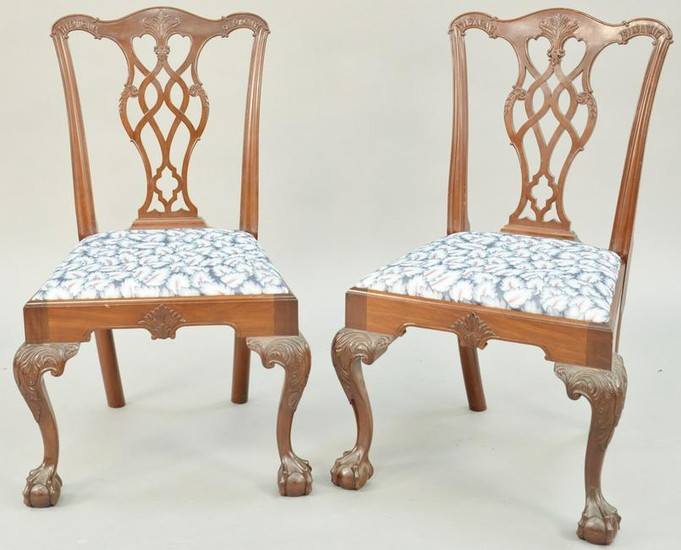 Pair of Charles Post Custom Mahogany Chippendale Style
