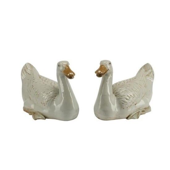 Pair of Chinese Export Style Porcelain Ducks.